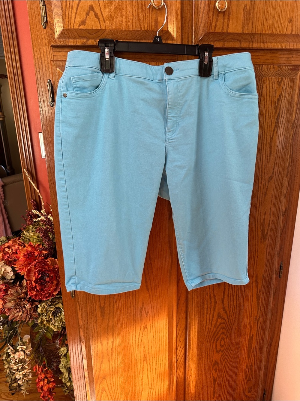 CJ Banks Light Aqua Flat-Front women’s Shorts